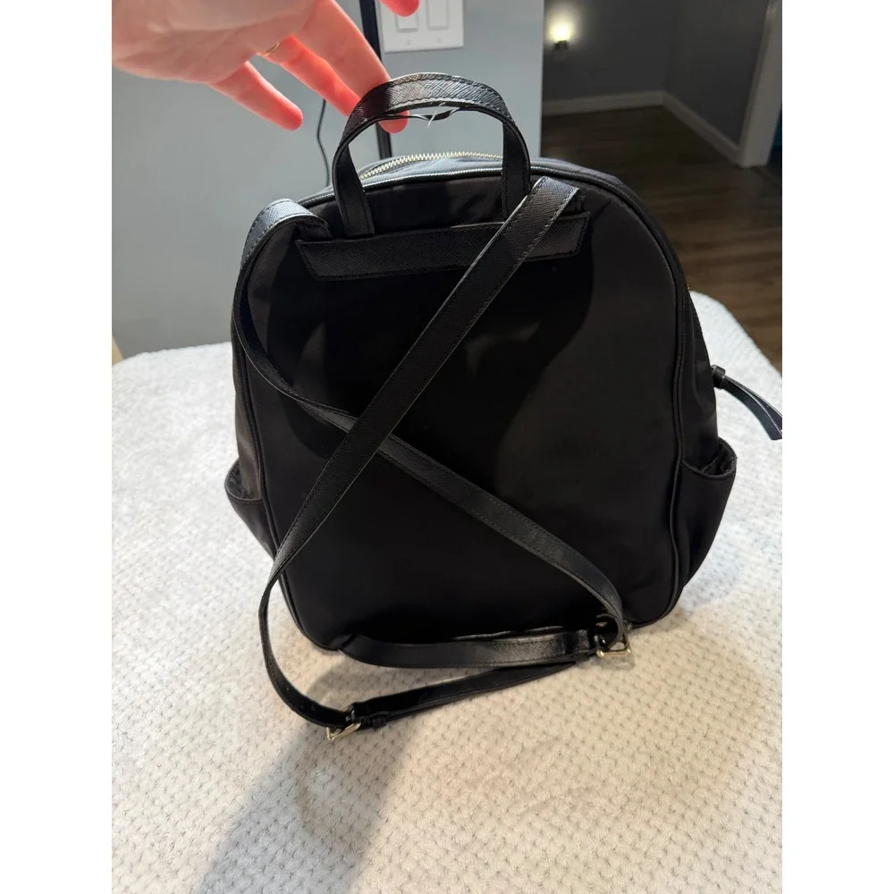 Kate Spade New York Black Nylon Backpack Gold Hardware Office Travel School